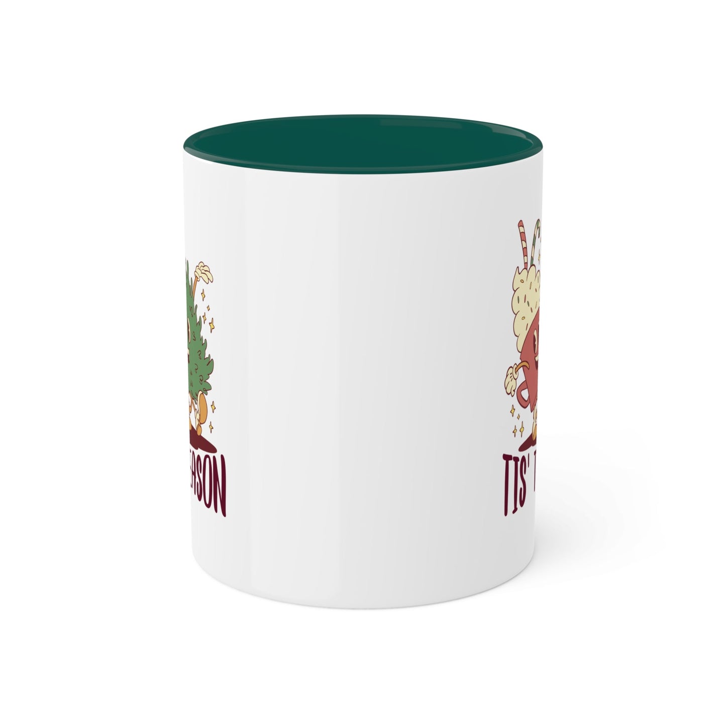 Tis the Season Coffee Mug - Festive Christmas Tree & Hot Cocoa Design - Goateez Style