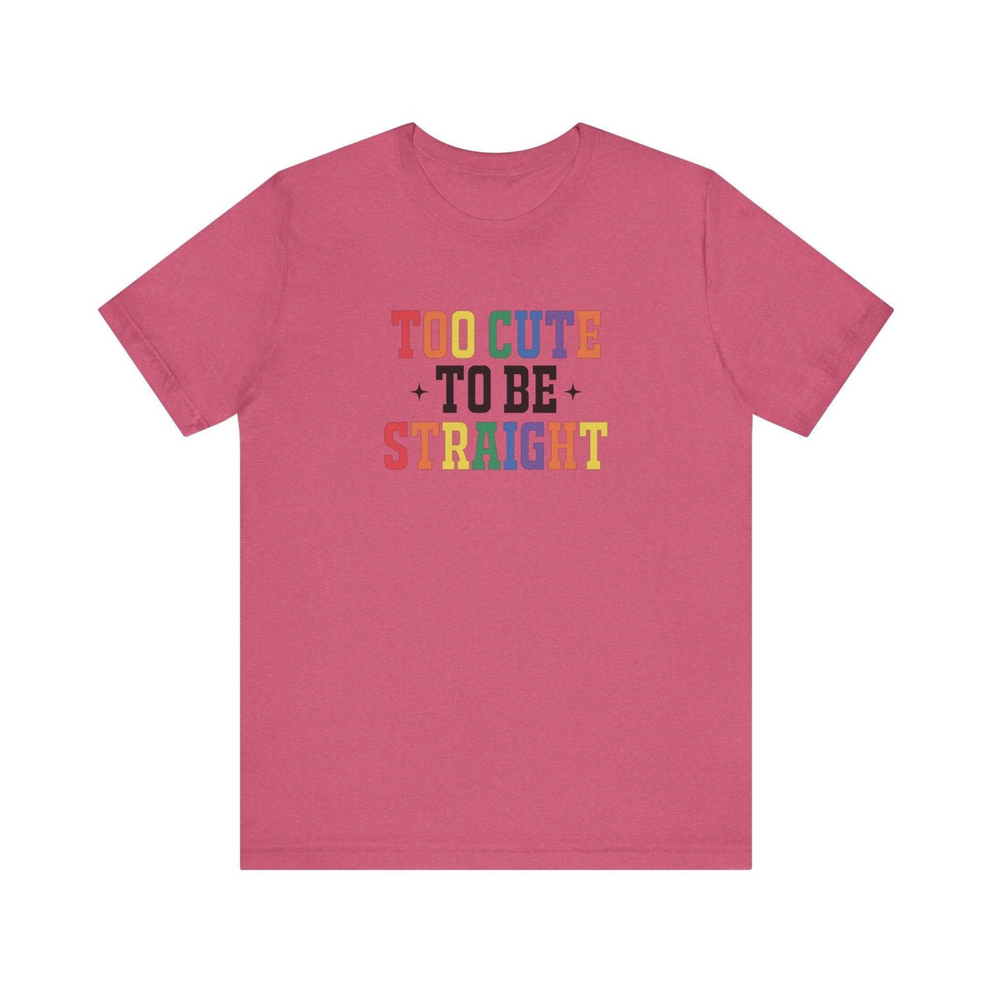 Too Cute To Be Straight LGBTQ Pride T-Shirt - Rainbow Retro Design - Goateez Style